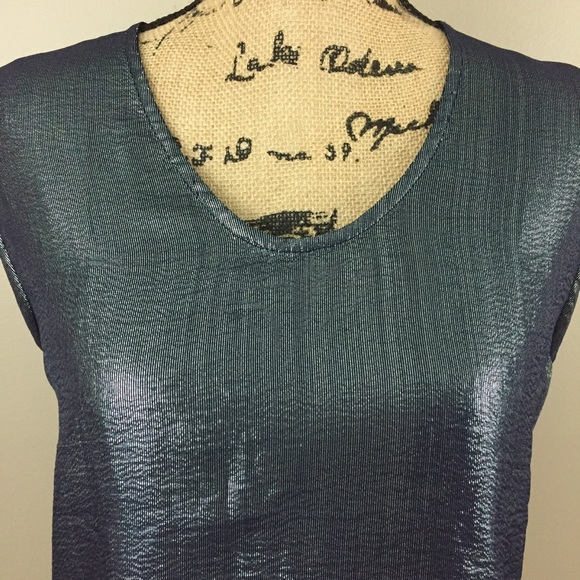 NWT J Crew Metallic Front Tank, Silver Navy, S - Picture 4 of 8